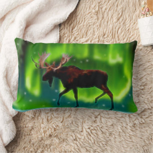 Coussin Rectangle Élan des Aurores Boréales