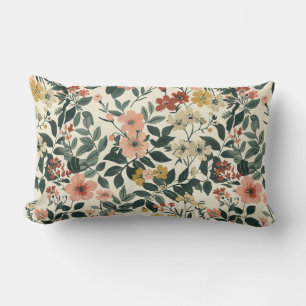 Coussin Rectangle Élégance botanique rose doux