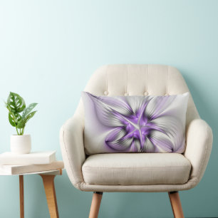 Coussin Rectangle Élégance florale Art fractal violet abstrait moder