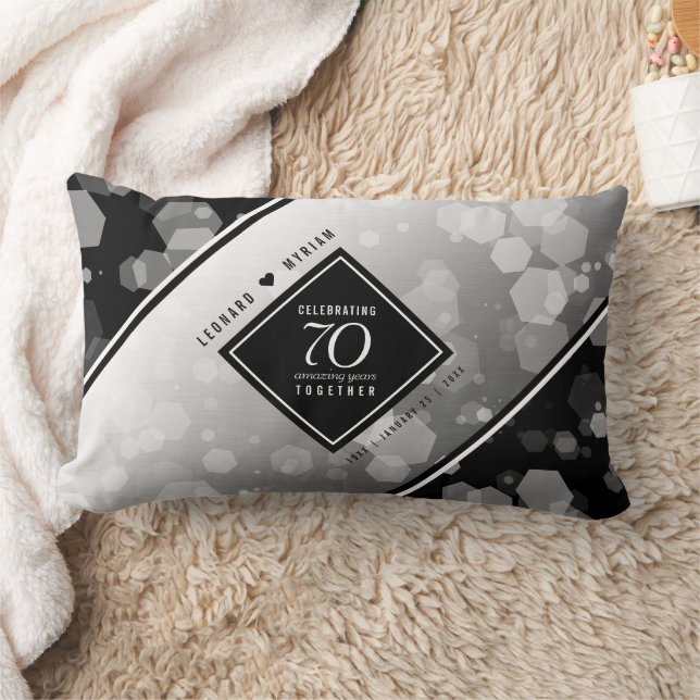 Coussin Rectangle Élégant 70e anniversaire de Mariage Platinum (Couverture)