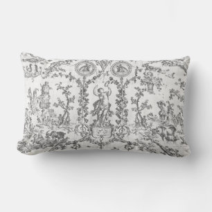 Coussin Rectangle Élégant Classique Vintage Noir Blanc Toile de Camp