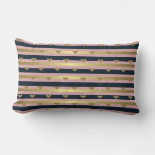 Coussin Rectangle Élégant Coeurs De Glitterie Or Faux Chic Sur Les R