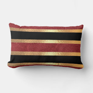 Coussin Rectangle Élégant Damas Or Sur Bourgogne