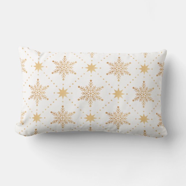 Coussin Rectangle Élégant Faux Gold Snowflakes Noël Patttern (Recto)
