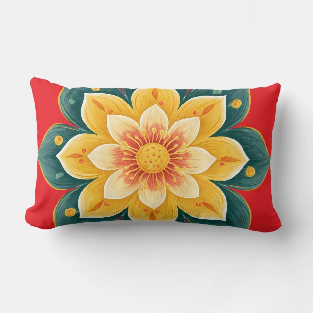 Coussin Rectangle Elegant Floral Print Decorative Pillow (Recto)