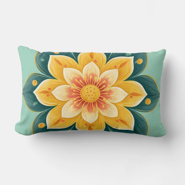 Coussin Rectangle Elegant Floral Print Decorative Pillow (Recto)