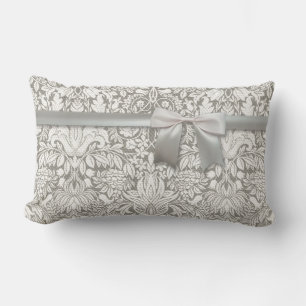 Coussin Rectangle élégant formel brocart de dentelle en damas blanc