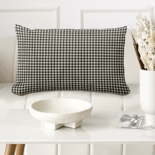 Coussin Rectangle Élégant Houndstooth Plaid Motif Noir Off-Blanc
