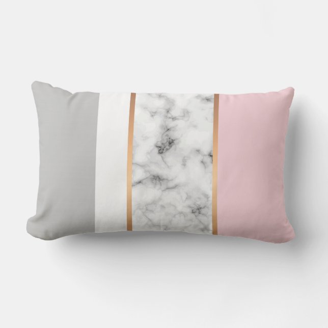 Coussin Rectangle Élégant Marbre blanc gris rose (Recto)