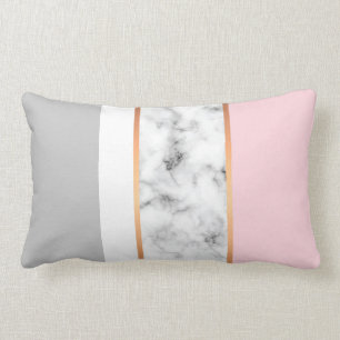 Coussin Rectangle Élégant Marbre blanc gris rose