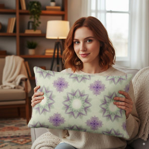 Coussin Rectangle Élégant modèle floral géométrique Lavande