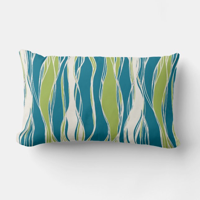 Coussin Rectangle Elégant, moderne, lignes, turquoise pastel, vert,  (Recto)