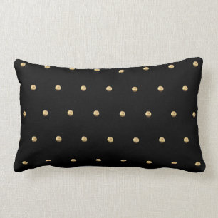 Coussin Rectangle Elégant Motif de Pointe Polka Look noir et or