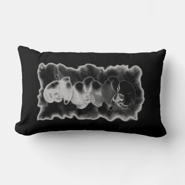 Coussin Rectangle Élégant noir blanc tropical orchidées floral (Recto)