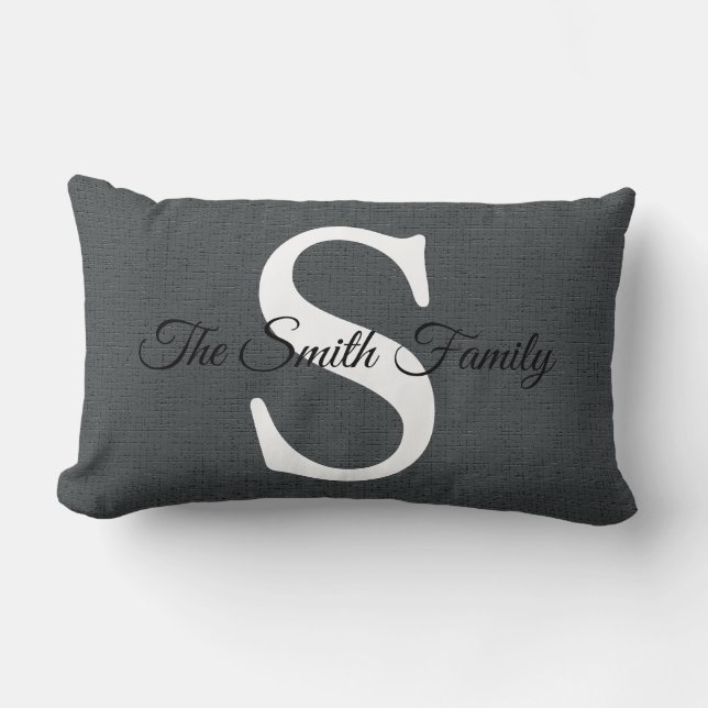 Coussin Rectangle Élégant nom de charbon de bois Monogram Lumbar Cou (Recto)