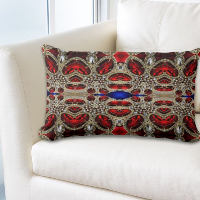 Coussin Rectangle élégant or raffiné ruby rouge bordeaux (elegant sophisticated gold ruby red burgundy lumbar pillow)