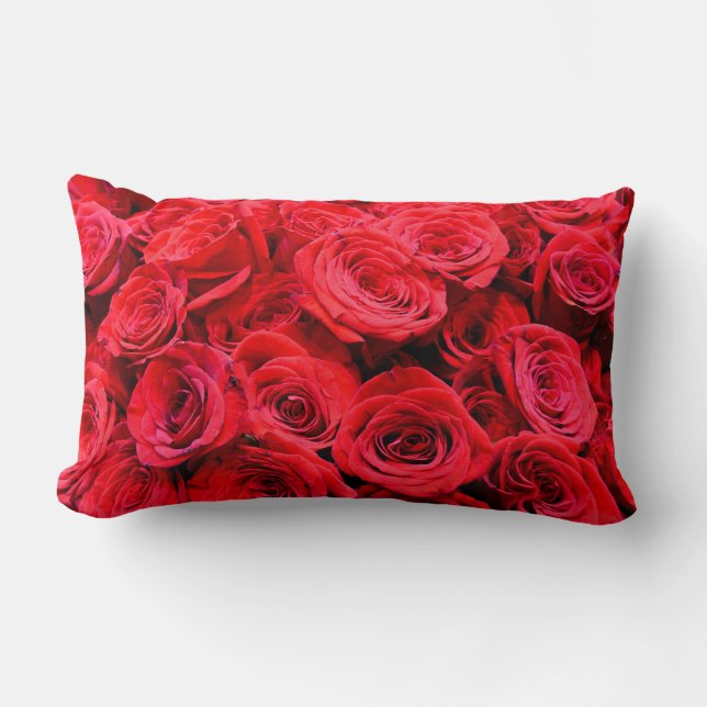 Coussin Rectangle Élégant Roses rouges fleurs rouges (Recto)