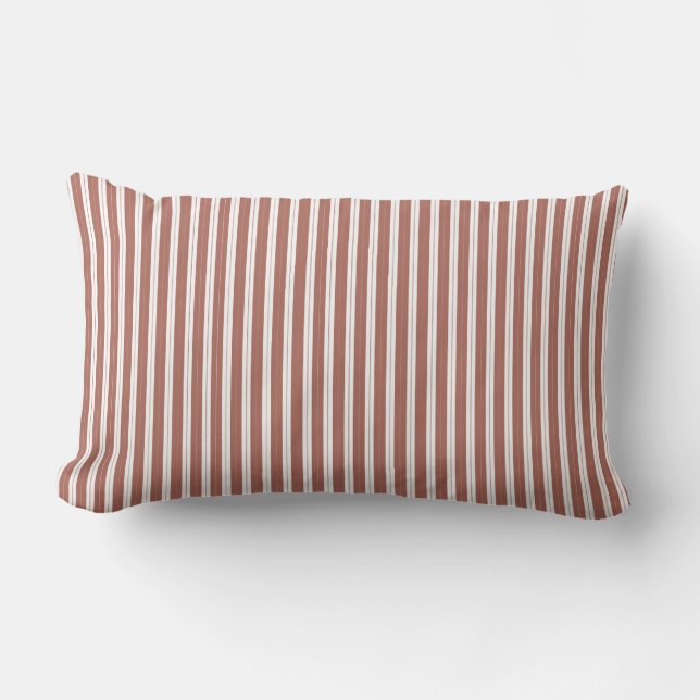 Coussin Rectangle Élégant Rustique Rouge Français Ticking Stripe (Recto)
