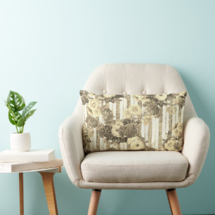 Coussin Rectangle Élégant Vintage d'antiquité cueillette rayé floral