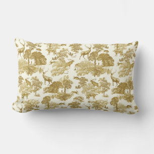 Coussin Rectangle Elégant Vintage Gold Deer Fox Hare Country Toile