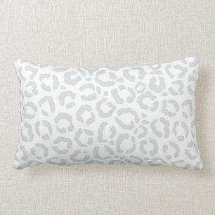 Coussin Rectangle Elegant White Gray Leopard Cheetah Animal Print