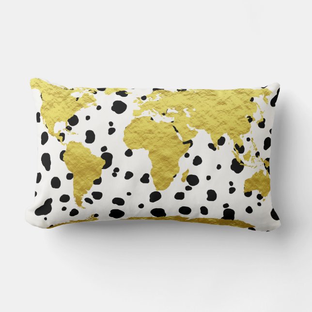 Coussin Rectangle Elégante carte du monde de Faux Gold Dalmatie Impr (Recto)