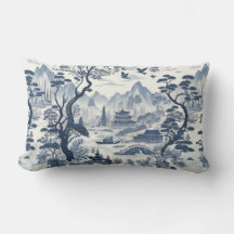 Elégante Chinoiserie Pagode Bleu & Blanc Pittoresq