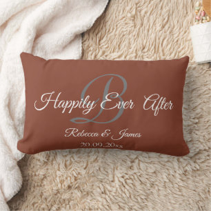 Coussin Rectangle Élégante Terracotta Monogrammé Heureusement Jamais
