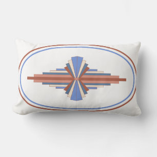 Coussin Rectangle Éléments Art déco en or rose & bleu