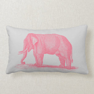Coussin Rectangle Éléphant rose vintage sur les éléphants gris d