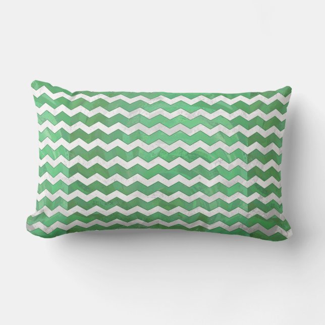Coussin Rectangle Emerald Cream Chevron Motif (Recto)