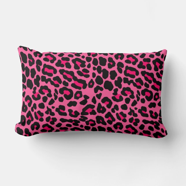 Coussin Rectangle Empreinte de léopard rose punk (Recto)
