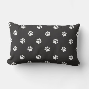 Coussin Rectangle Empreinte de Patte d'Animal Tout en Noir