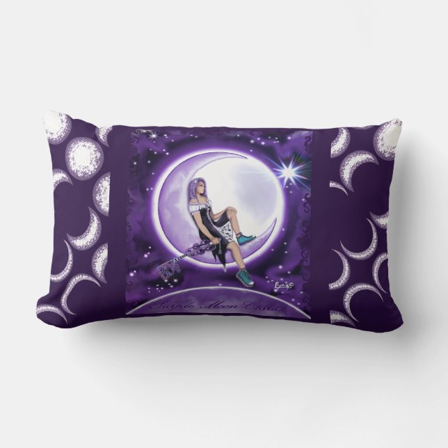 Coussin Rectangle Enfant de lune violette (Recto)