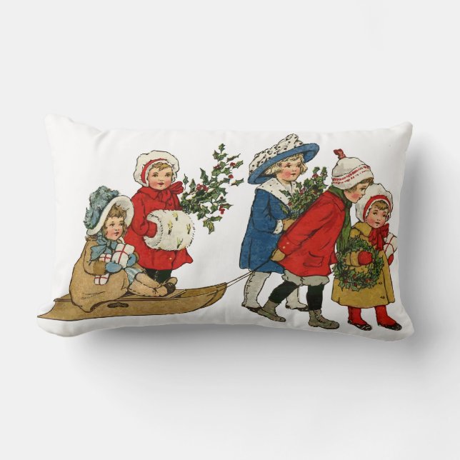 Coussin Rectangle Enfants de Noël (Recto)
