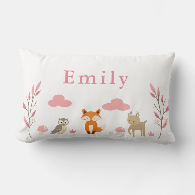Coussin Rectangle Enfants de région boisée/coussin mignons de bébé (Recto)