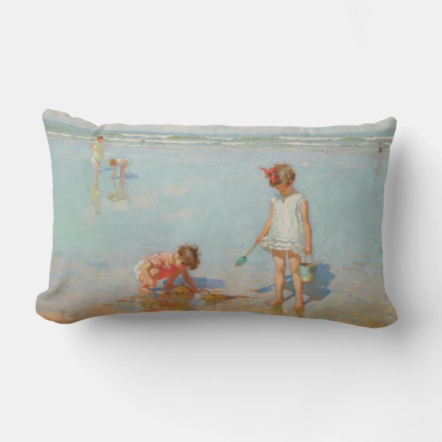 Coussin Rectangle Enfants en bord de mer (Summer Beach Scene) (Recto)