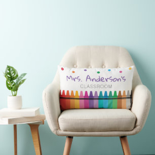 Coussin Rectangle Enseignant Rainbow Crayon Préscolaire Décor