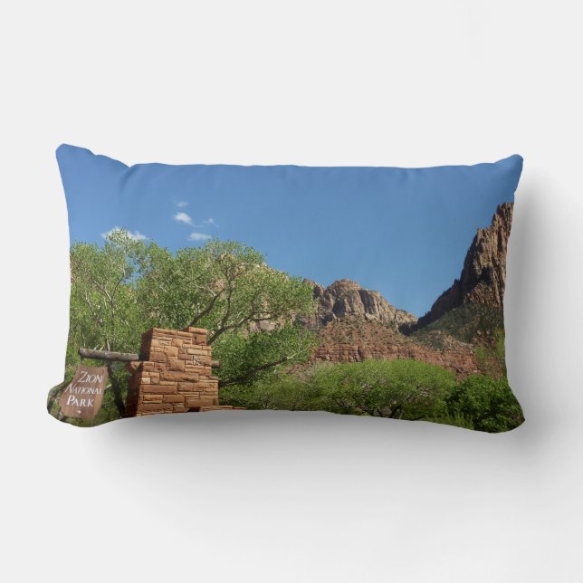 Coussin Rectangle Entrée au parc national de Zion en Utah (Recto)