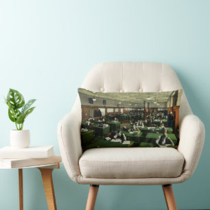 Coussin Rectangle Entreprise Vintage, Journalistes dans un bureau de