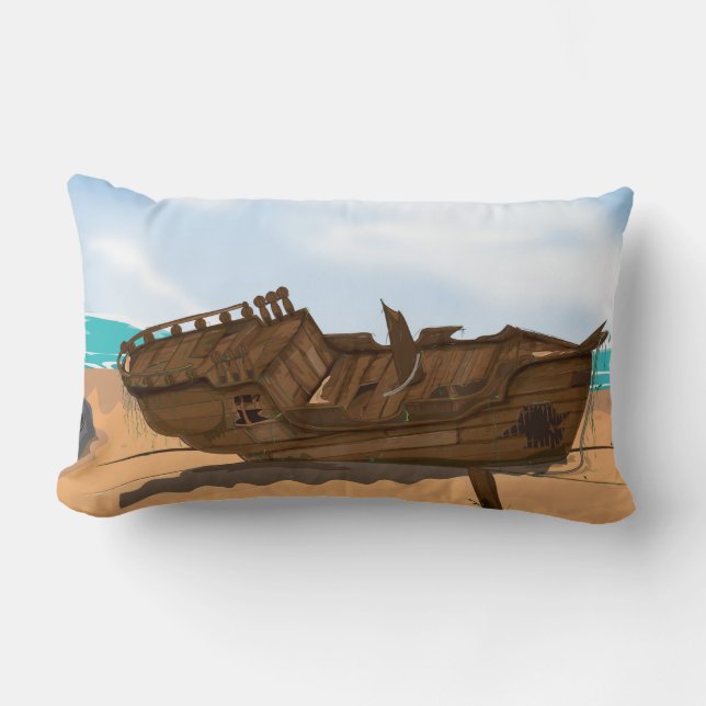 Coussin Rectangle Épave de navire échouée (Recto)