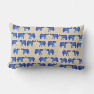 Coussin Rectangle Ephant Mood Lumbar Cushion, éléphant bleu