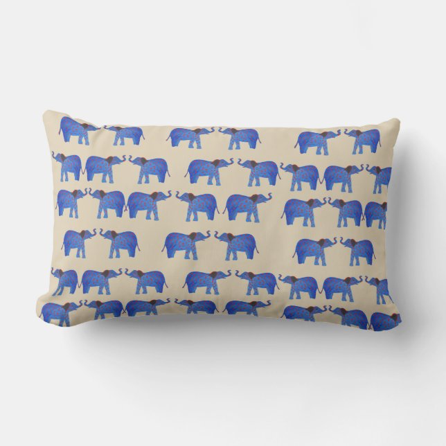 Coussin Rectangle Ephant Mood Lumbar Cushion, éléphant bleu (Recto)