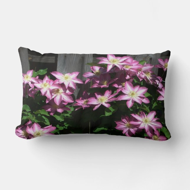 Coussin Rectangle Escalade Clematis Fleurs de printemps violettes (Recto)