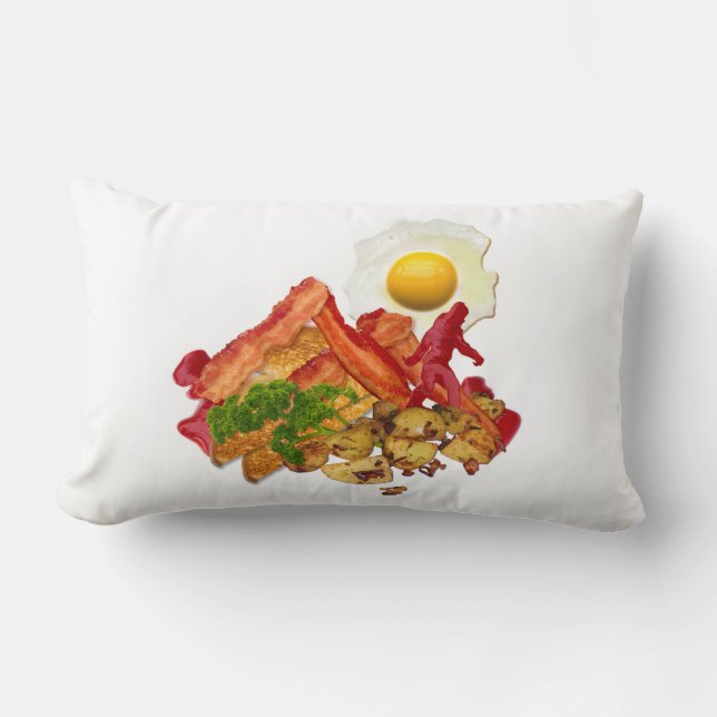 Coussin Rectangle Escouade de Ketchup humoristique pour Bacon (Recto)