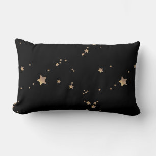 Coussin Rectangle Espace nocturne moderne Black Gold Stars