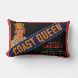 Coussin Rectangle étiquette de caisse de brocolis Coast Queen des an