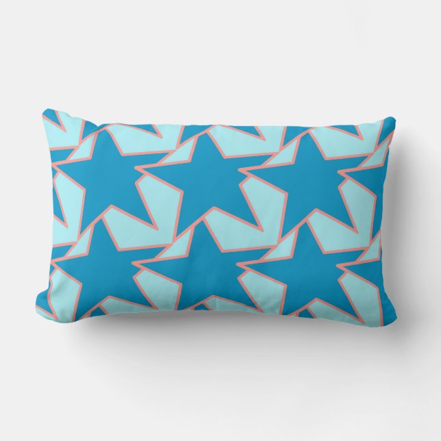 Coussin Rectangle Etoile moderne géométrique - cerulean et bleu ciel (Recto)