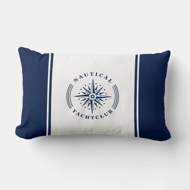 Coussin Rectangle Étoile nautique, Insigne de la boussole, Marine et (Recto)