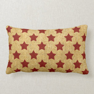 Coussin Rectangle Étoiles de cirque en rouge rustique